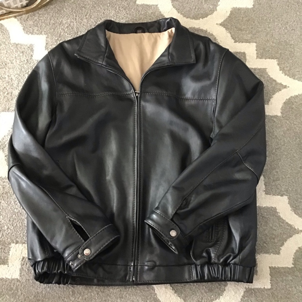 Oversized Leather jacket bomber large top gun mens izod vintage